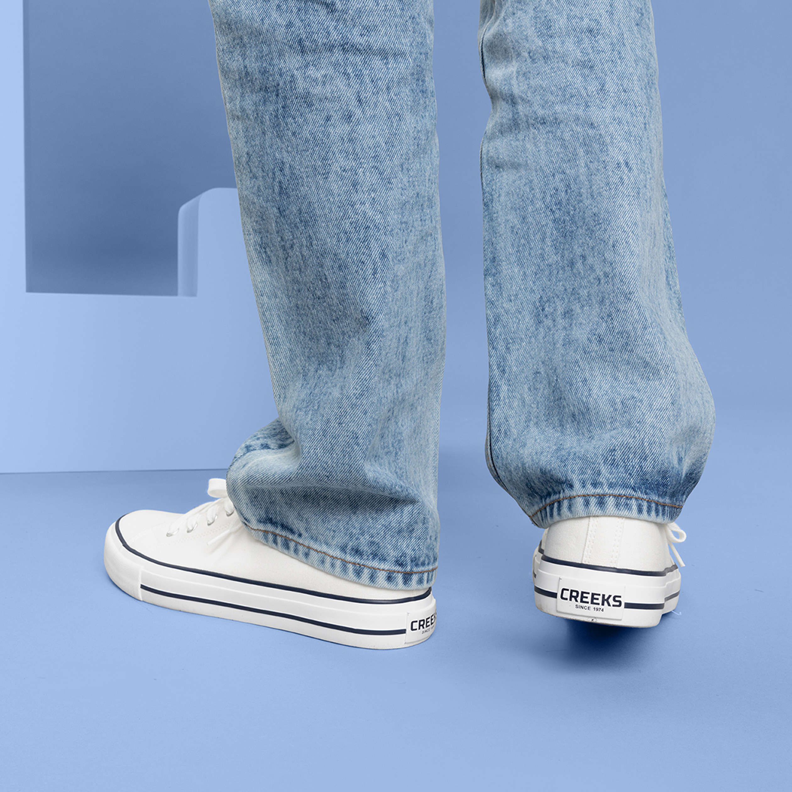 Tennis en toile à lacets Creeks blanc homme | La Halle