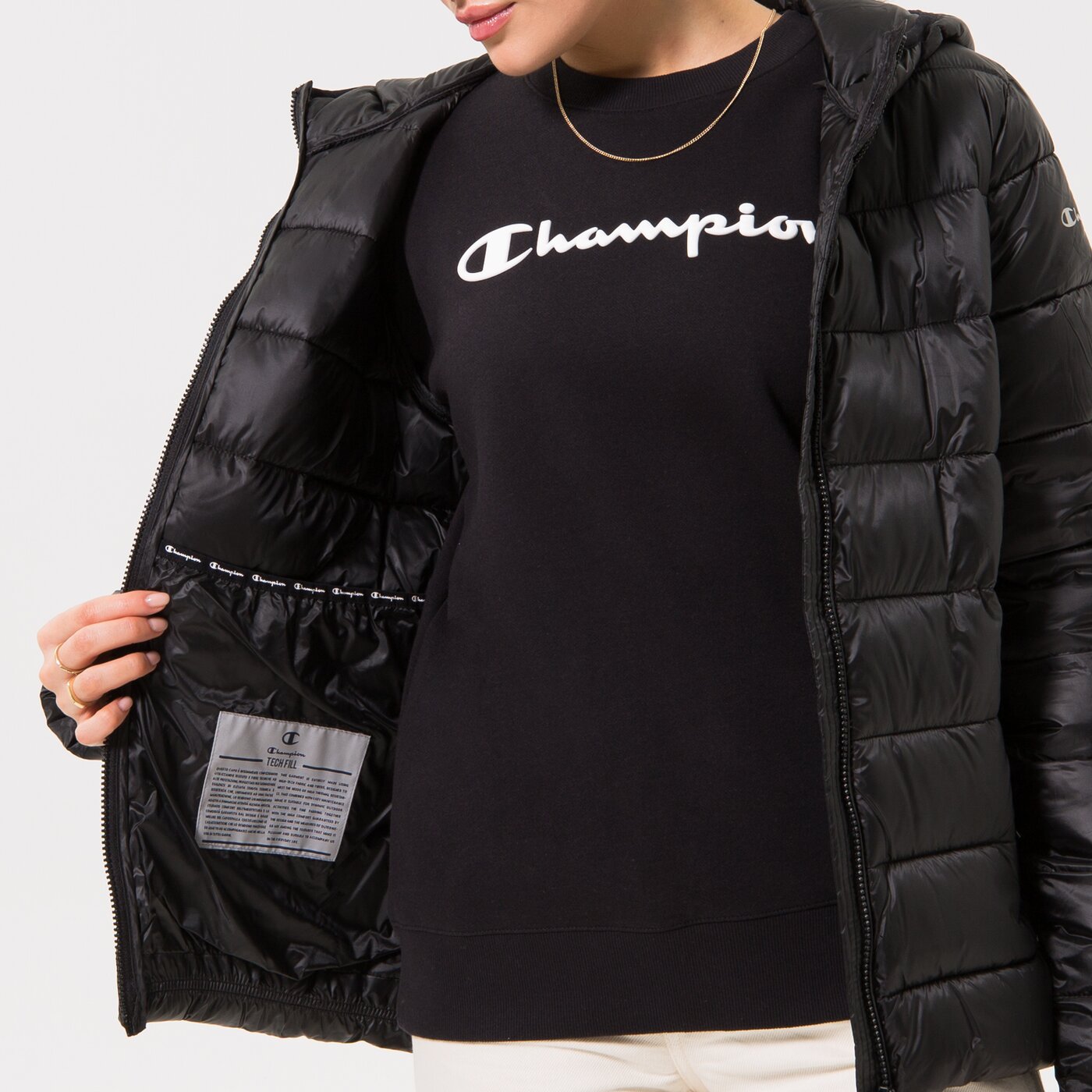 CHAMPION JACKE WINTER HOODED POLYFILLED JACKET Schwarz
