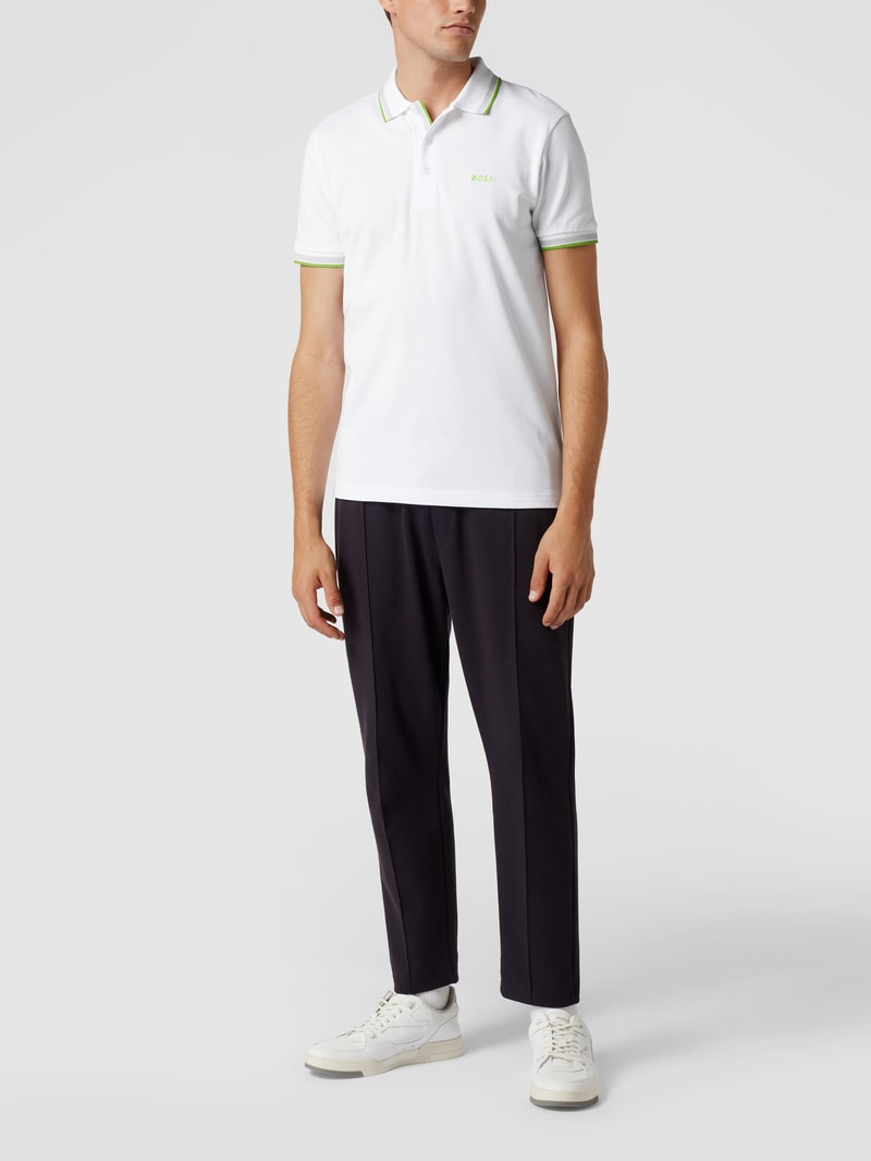 Regular Fit Poloshirt mit Label-Stitching Modell 'Paddy' in weiß