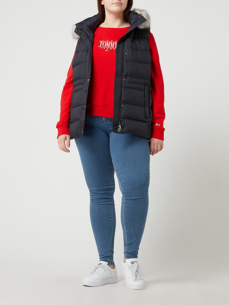PLUS SIZE Daunenweste mit abnehmbarer Kapuze in marineblau