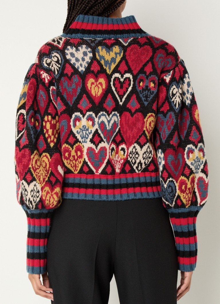 Farm Rio  Hearts Ikat grofgebreide trui in wolblend met ingbereid patroon
