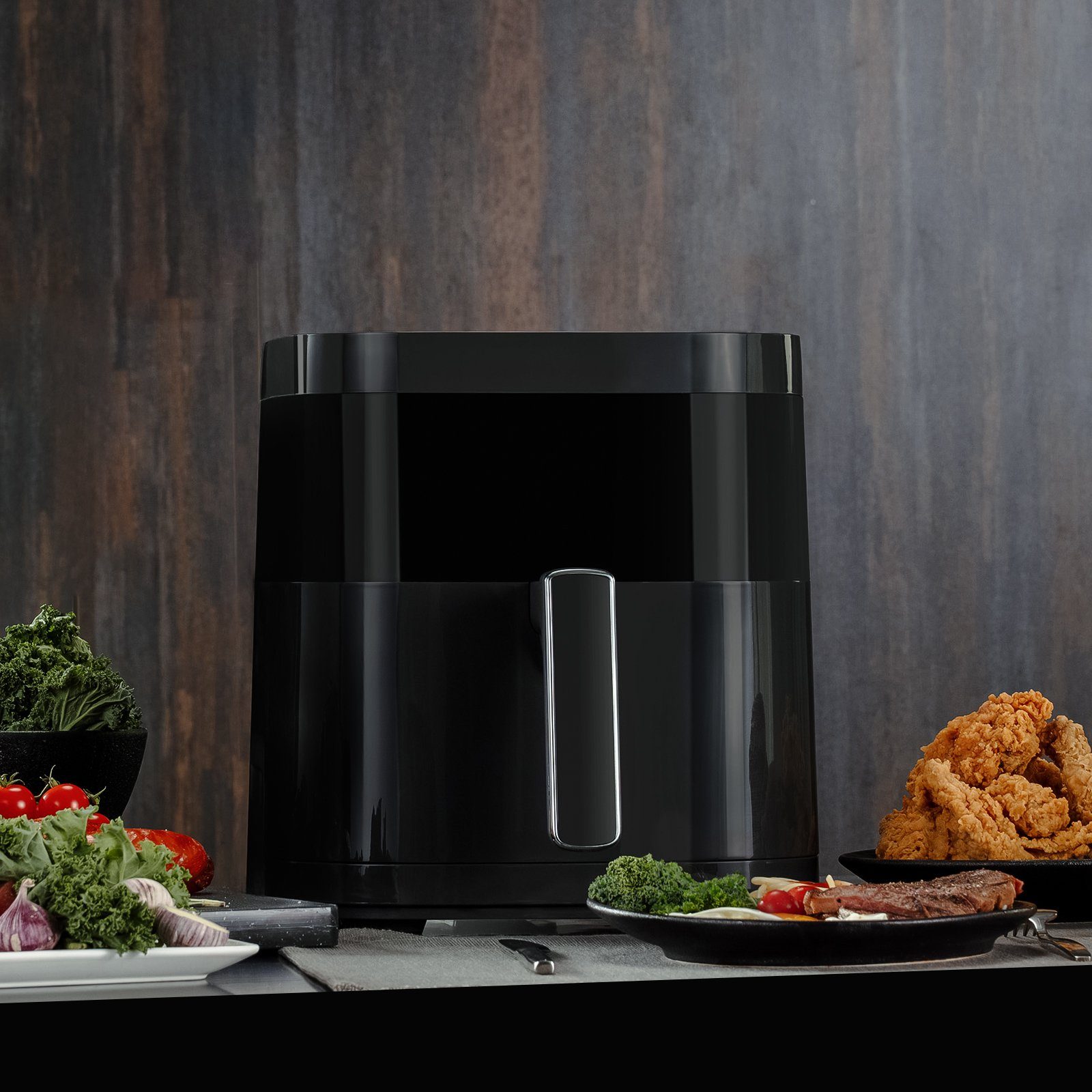 iceagle Heißluftfritteuse AirFryer KDF-615A 6.7L Heißluftfritteuse Luftfritteuse, 1700,00 W, Sichtbares Sichtfenster, 8 Voreingestellte Funktionen, Digitalem LED-Touchscreen, Einstellbare Temperaturregelung, Grau