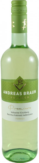 2022 Volkacher Kirchberg Premiere Bacchus Kabinett halbtrocken - Weingut Andreas Braun