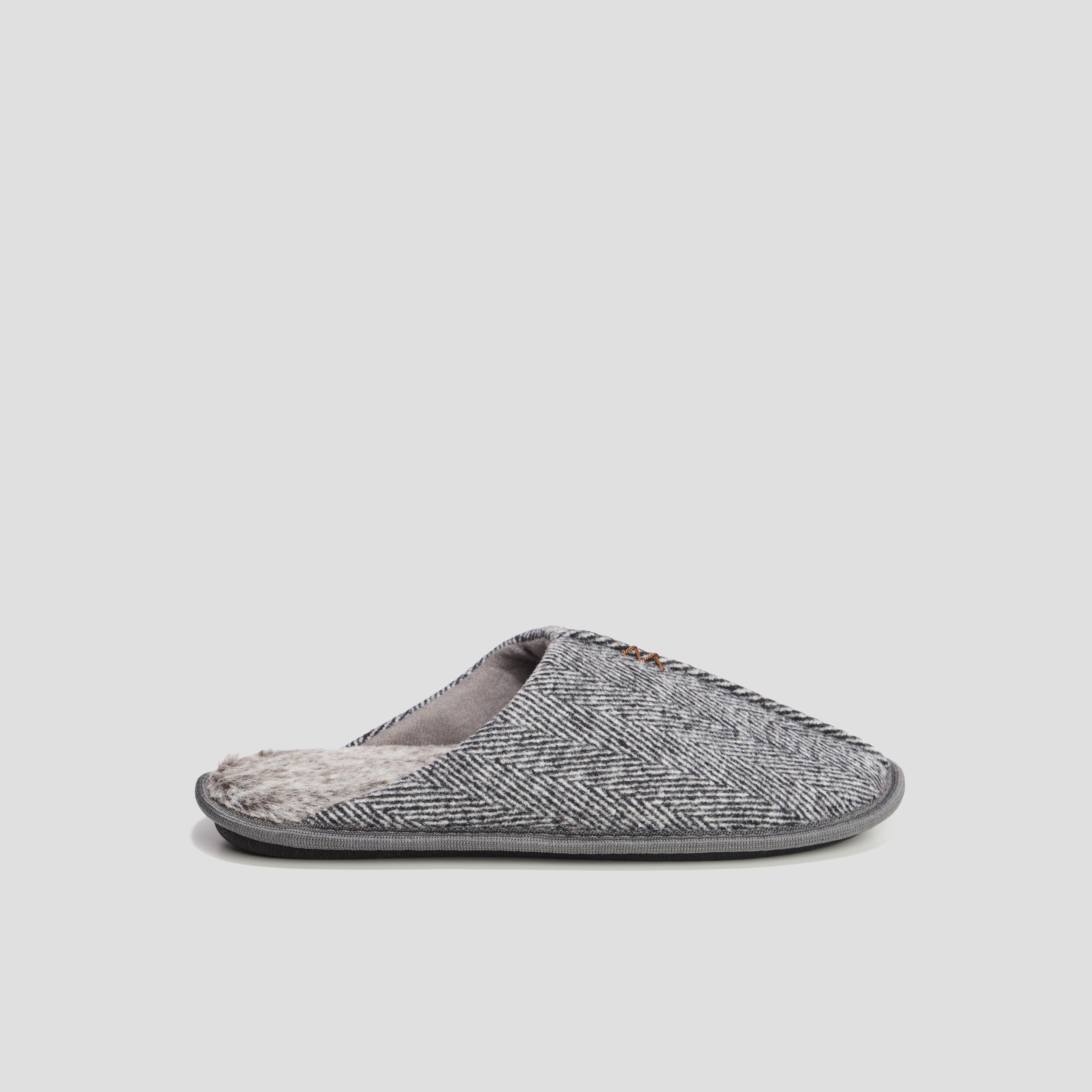 Chaussons mules gris homme | La Halle