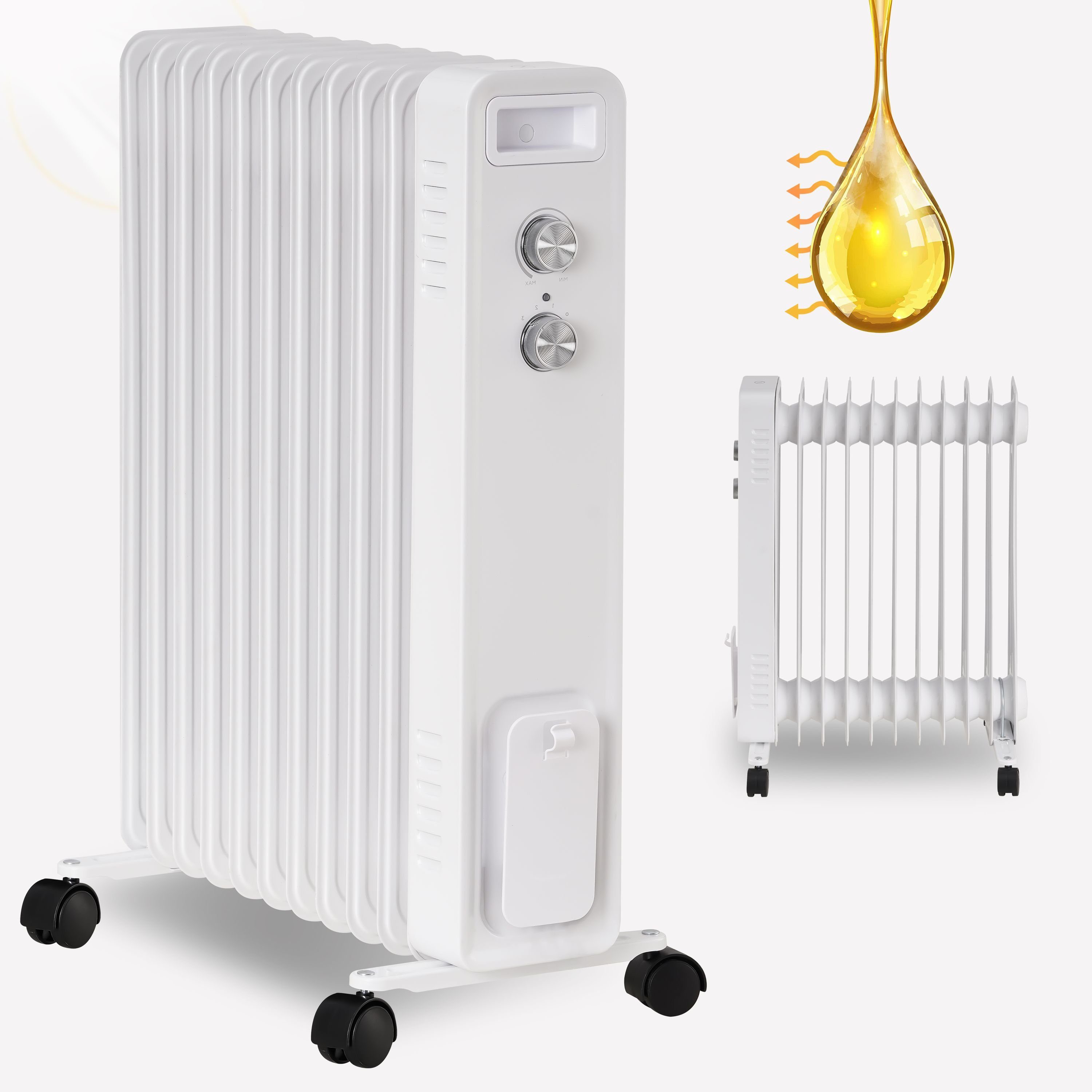 Stahlmann Heizgerät STAHLMANN Radiator Elektroheizung ZR201, 1500 W, Heizung Elektrisch mit Thermostat und 3 Heizstufen, Heizgerät