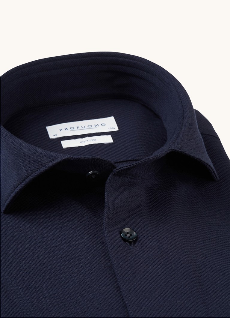 Profuomo Pletena košulja slim fit od pike pamuka