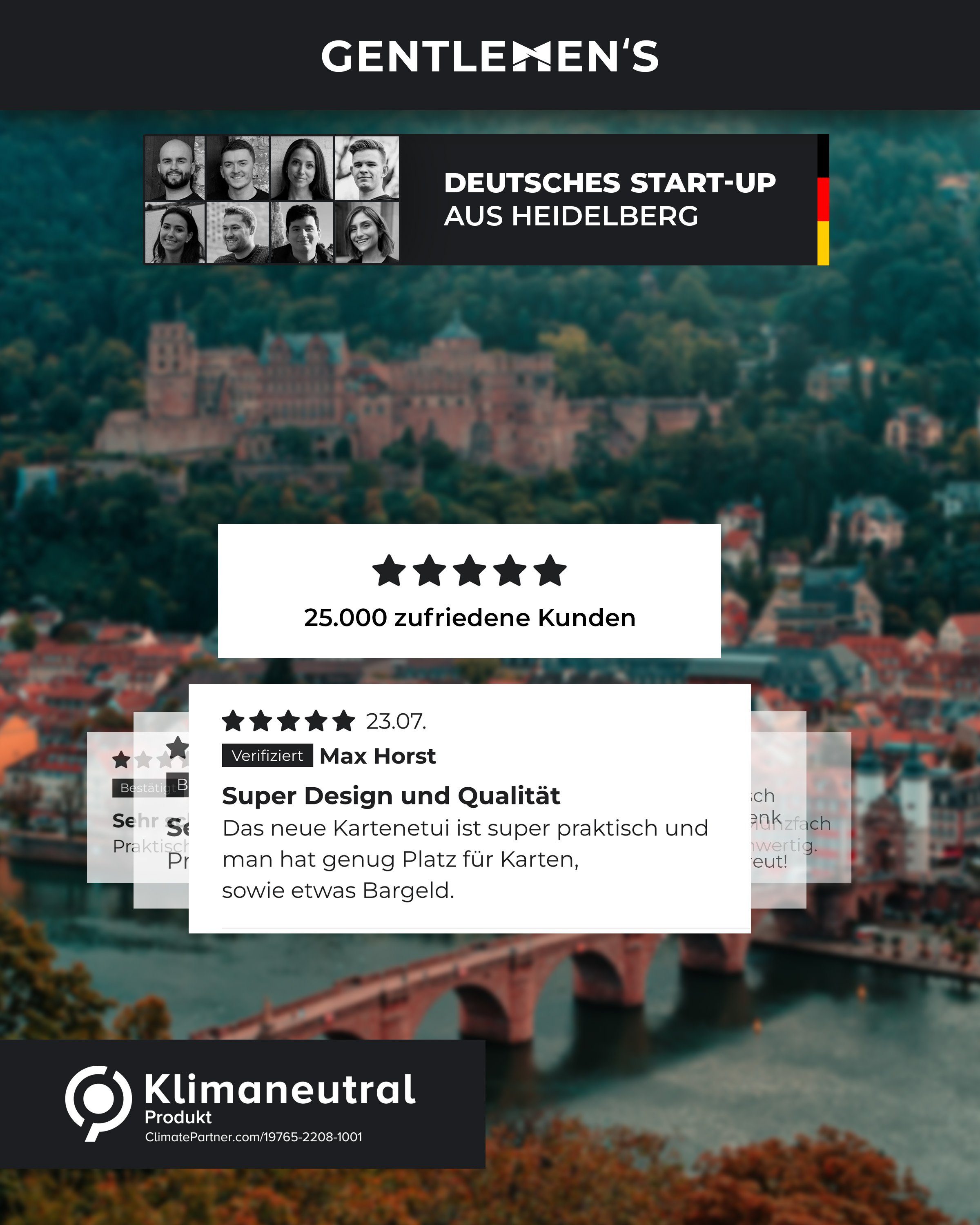 Gentlemen's Kartenetui - Kreditkartenetui mit Mittelfach & RFID Schutz - Slim Wallet Herren, mit Schein- und Münzfach - Herren Geldbeutel mit Fach für AirTag