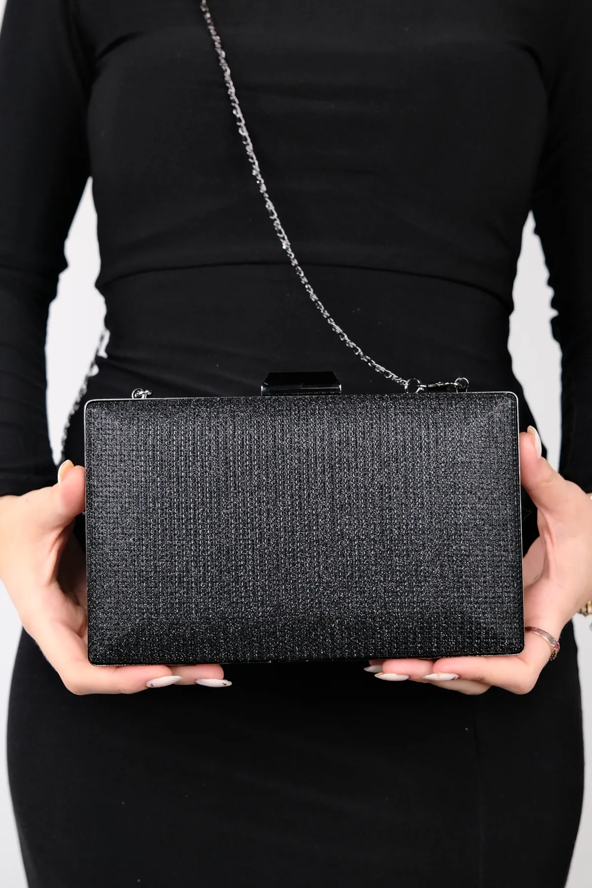 LuviShoes  HEROLD Schwarze Glitzer-Abendtasche für Damen
