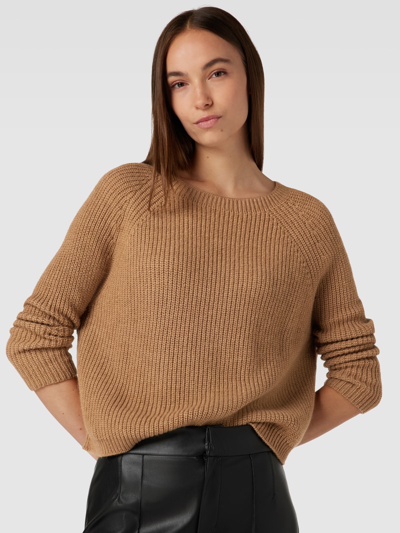Strickpullover mit Rundhalsausschnitt Modell 'XENO' in camel