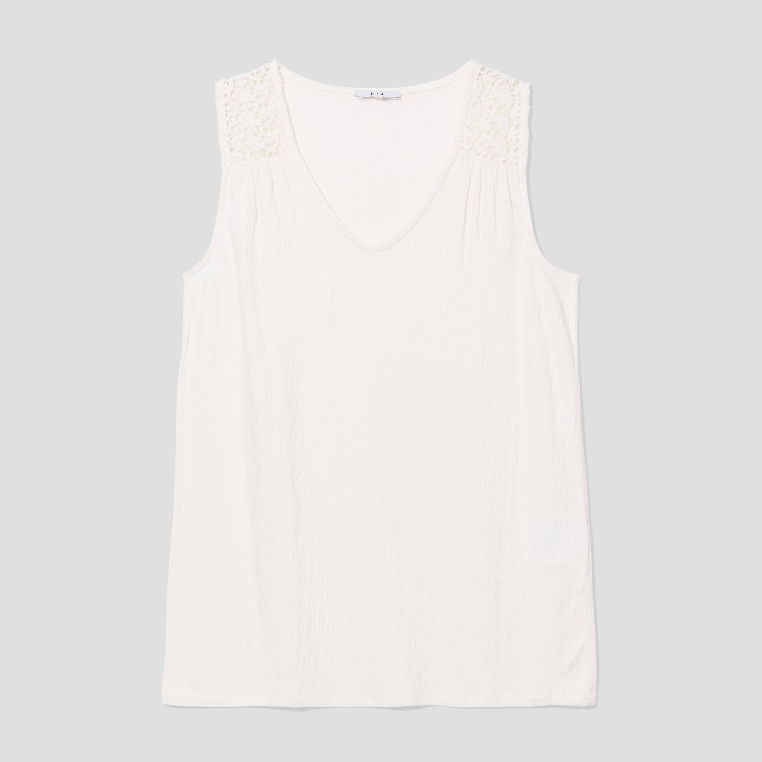 Débardeur épaules macramé col en V blanc femme | La Halle