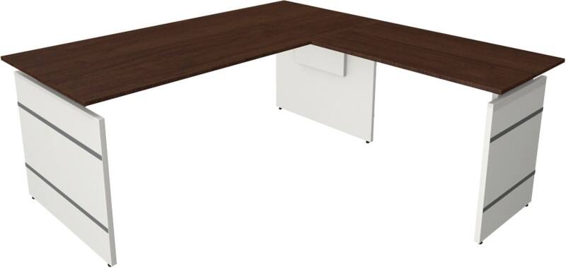 Kerkmann Form 4 Höhenverstellbar Sitz-Stehschreibtisch L-förmig Wenge Weiß 1.800 x 1.800 x 760 mm
