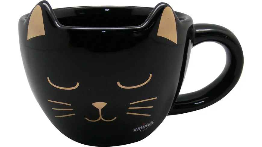 MIAOU Katze Tasse schwarz gold konisch schwarz-gold