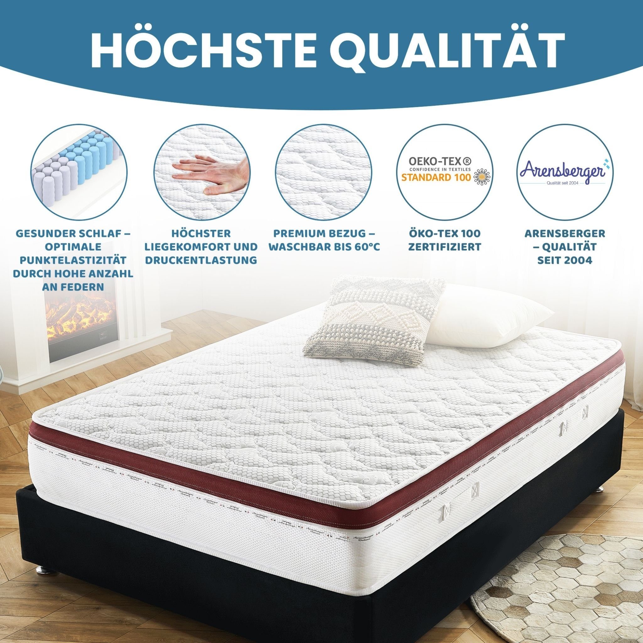 Taschenfederkernmatratze Arensberger Taschen Federkernmatratze mit 3D Memory Schaum DELUXX, Arensberger, 30 cm hoch, (90 x 200 cm), Höhe 30cm, Taschenfederkernmatratze mit Kaltschaum + Memory Schaum