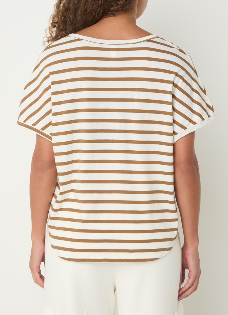 10DAYS organic cotton T-shirt with logo embroidery and stripe print
