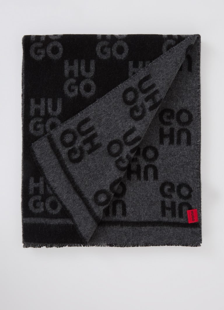 Sciarpa HUGO BOSS in misto lana con logo stampato, 190 x 40 cm