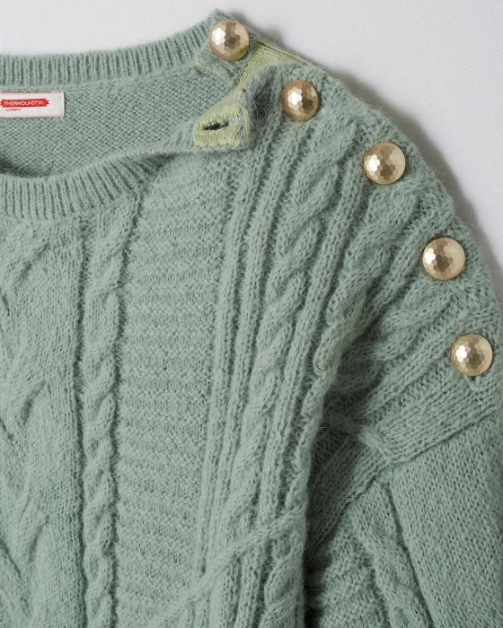 Pull chaud à torsades et boutons Thermolactyl