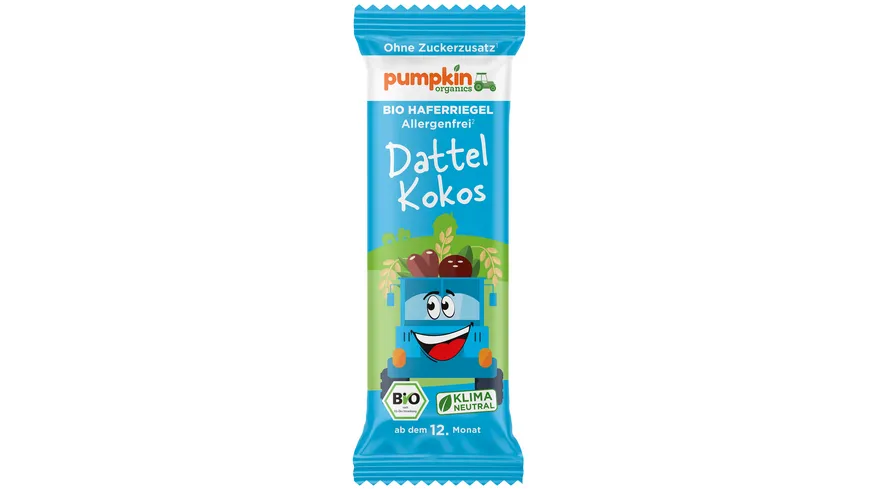 pumpkin organics Bio Haferriegel mit Dattel & Kokos 20 g