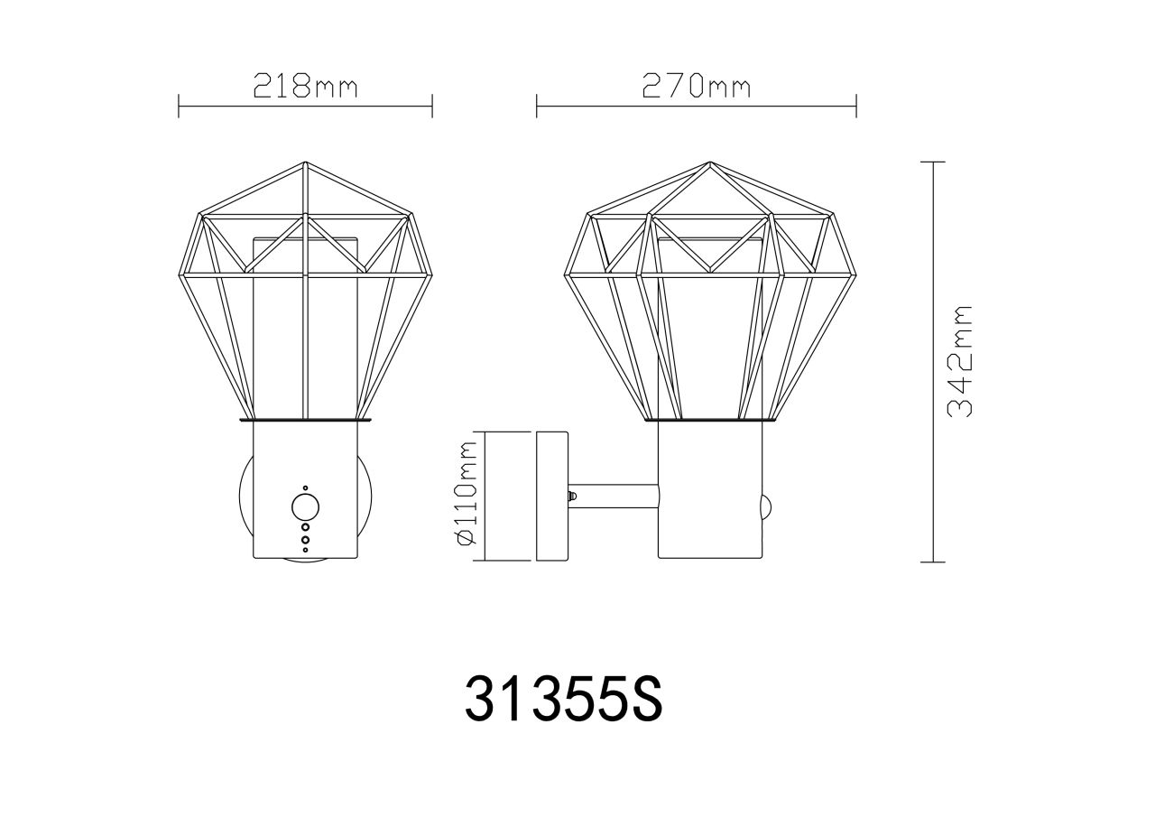 Globo Lighting - HORACE - Außenleuchte Edelstahl schwarz, 1x E27 LED