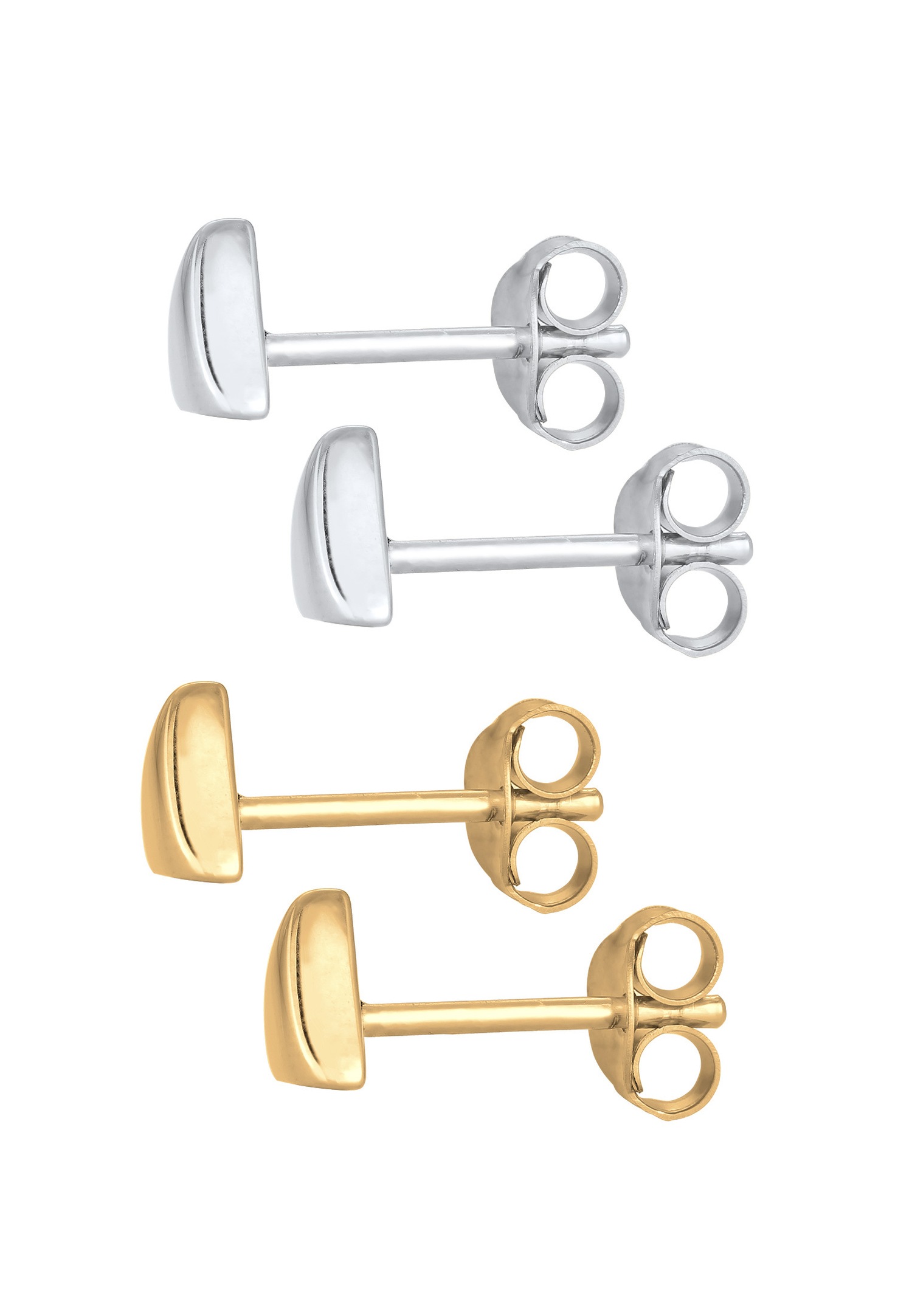 Boucles d'oreilles puces Elli Set Triangles Basic Minimalist Bi-Tone pour femmes - (925/1000) Argent Plaqué Or