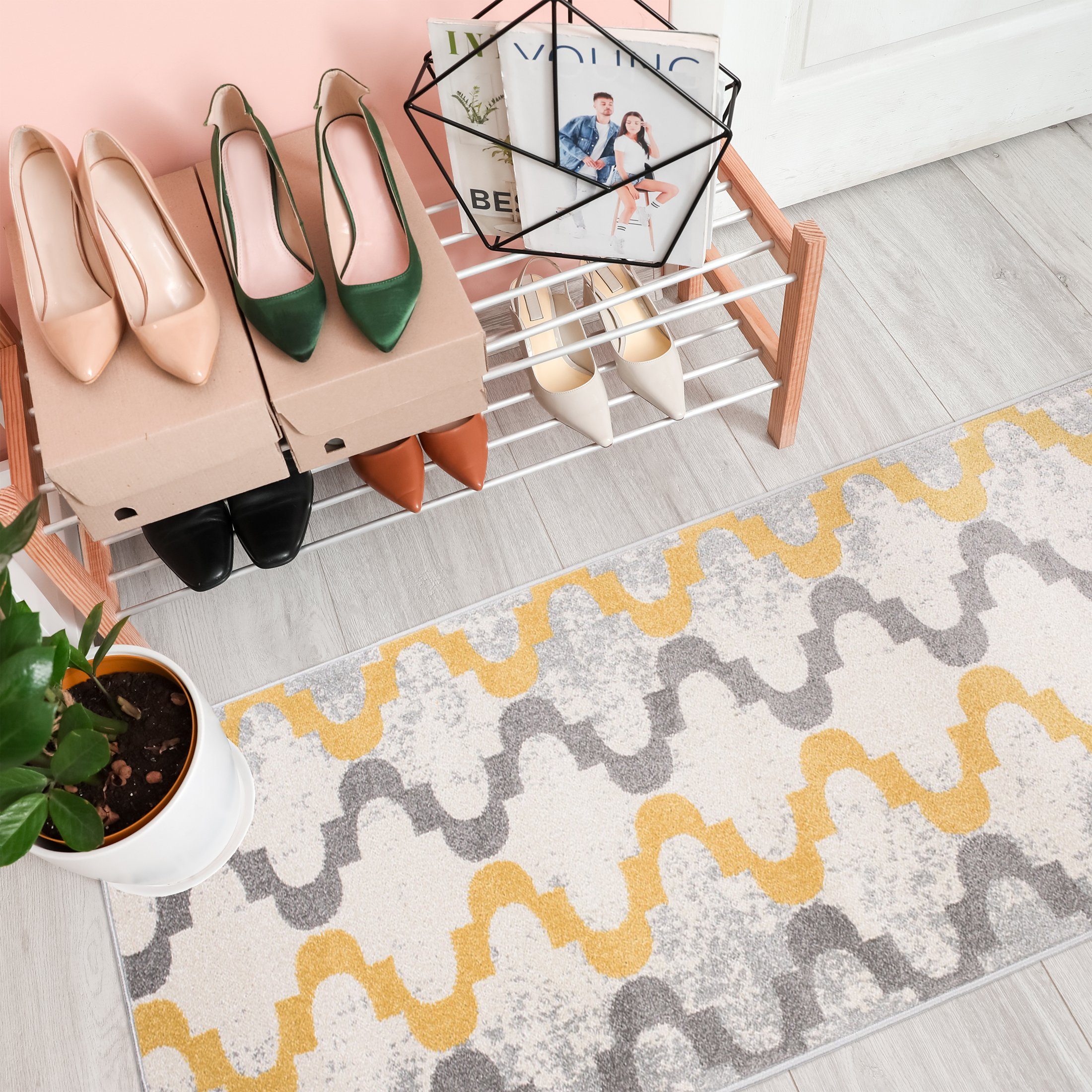 Läufer Läufer Flurläufer Modern Geometric Teppichläufer 80 cm Breit, Mazovia, 80 x 100 cm, Kurzflor, Meterware, Höhe 9 mm, Kurzflor - niedrige Florhöhe
