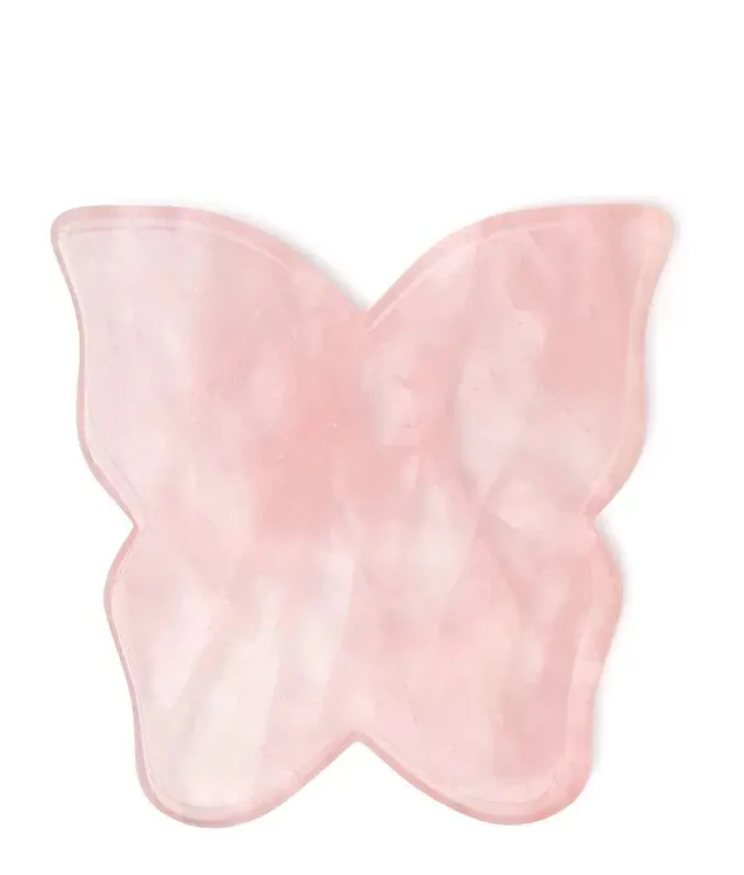 Crystallove Rosenkvarts Sommerfugl Gua Sha Ansigtsmassageplade
