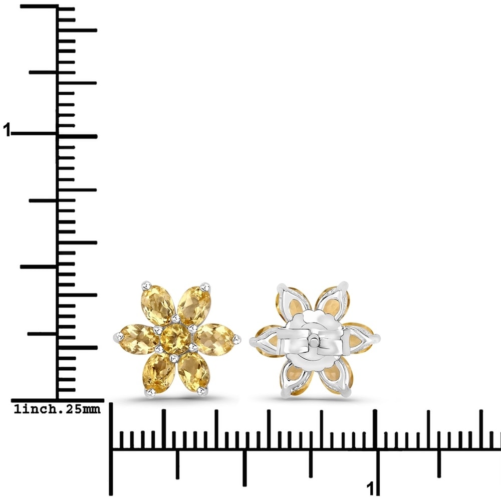 Rafaela Donata Boucles doreilles Fleur Argent sterling Citrine en Argent Bijoux