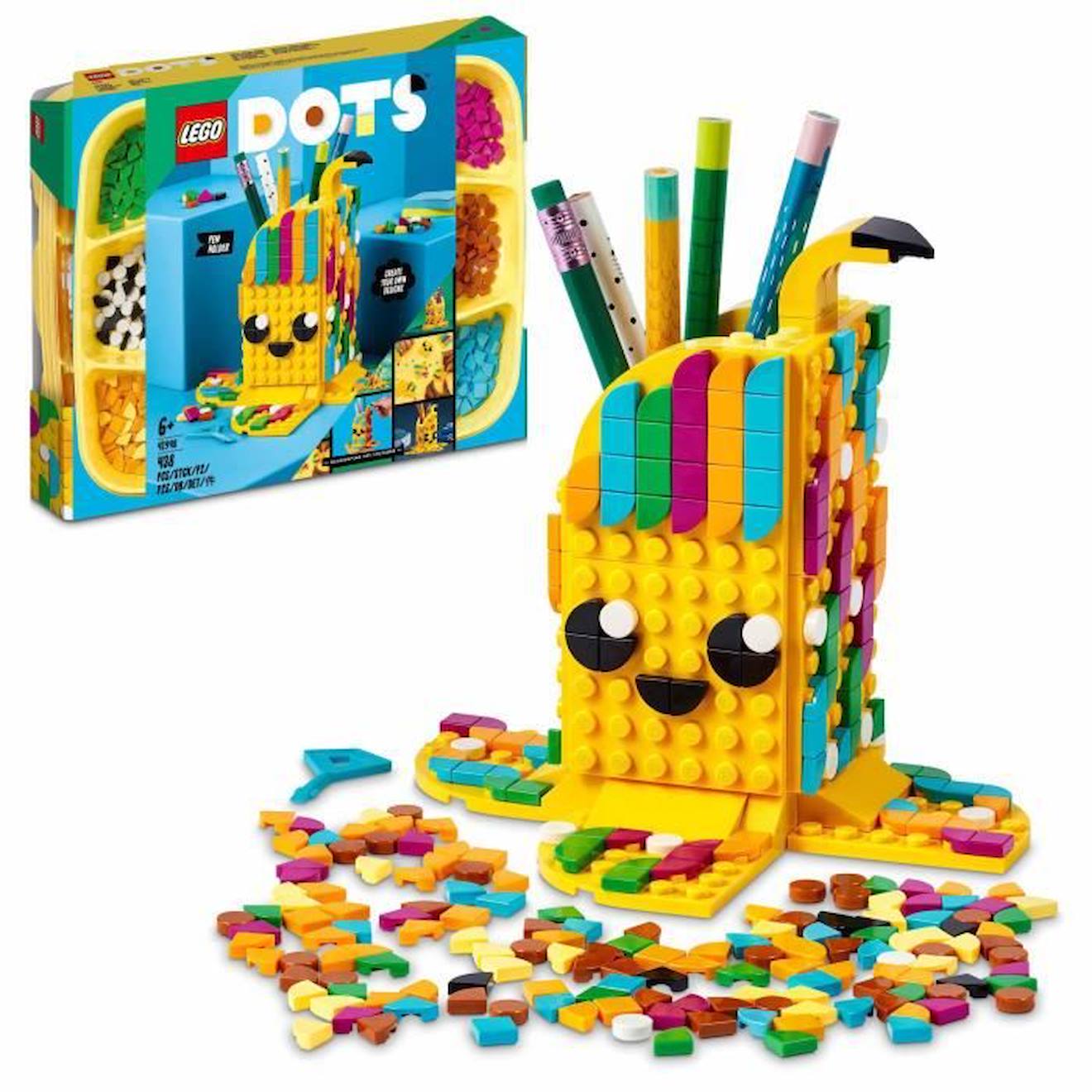 LEGO® 41948 DOTS Le Porte-Crayons Banane Amusante, Jouet de Construction, Accessoires de Chambre Enfants, Loisir Créatif pour +6 Ans jaune