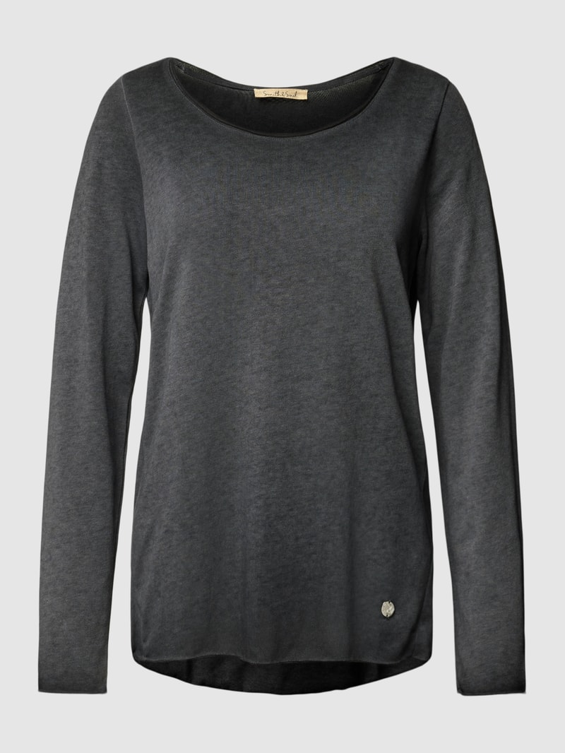 Longsleeve mit Label-Applikation in dunkelgrau