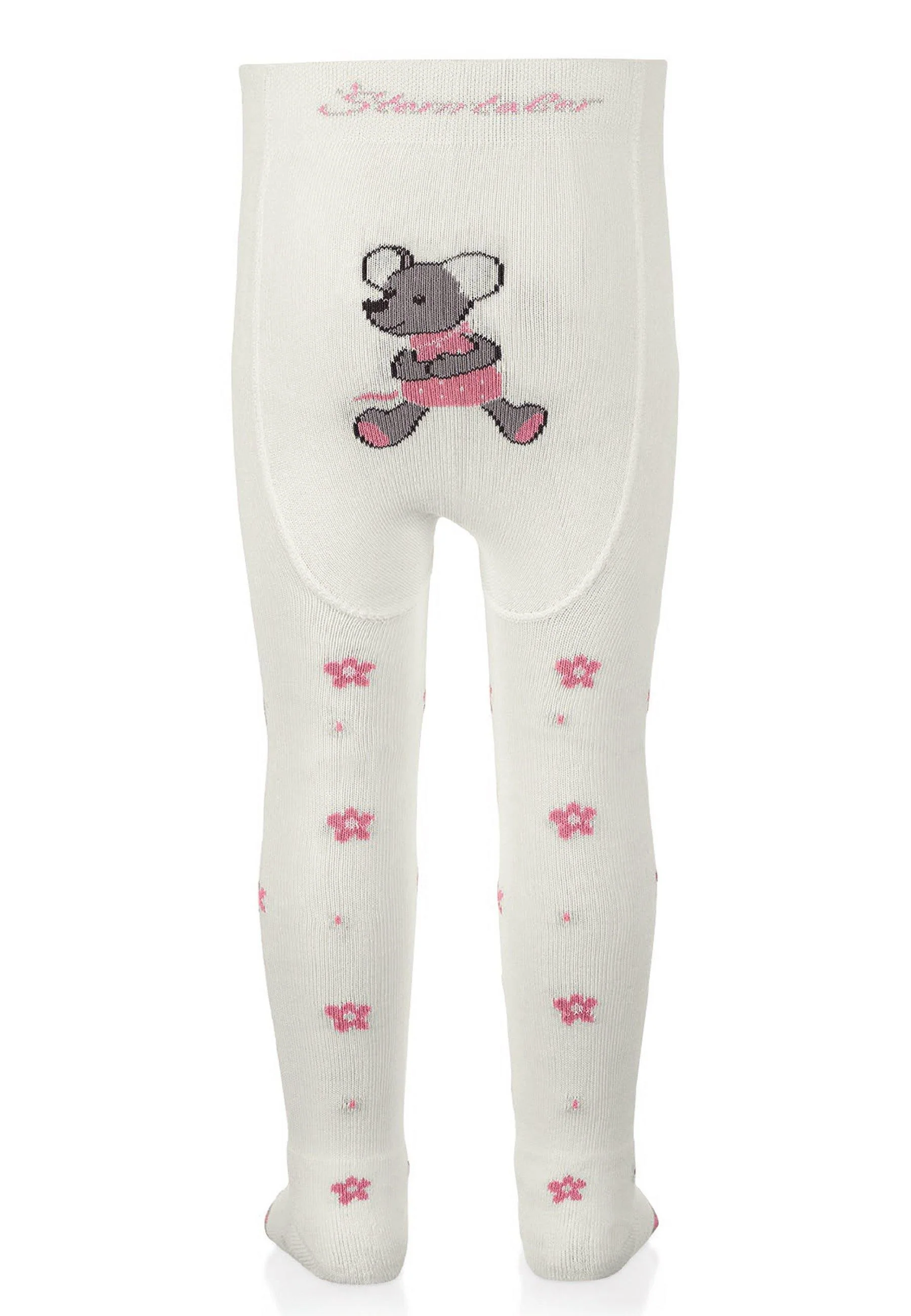Krabbelstrumpfhose Mabel mit Po-Motiv in Ecru