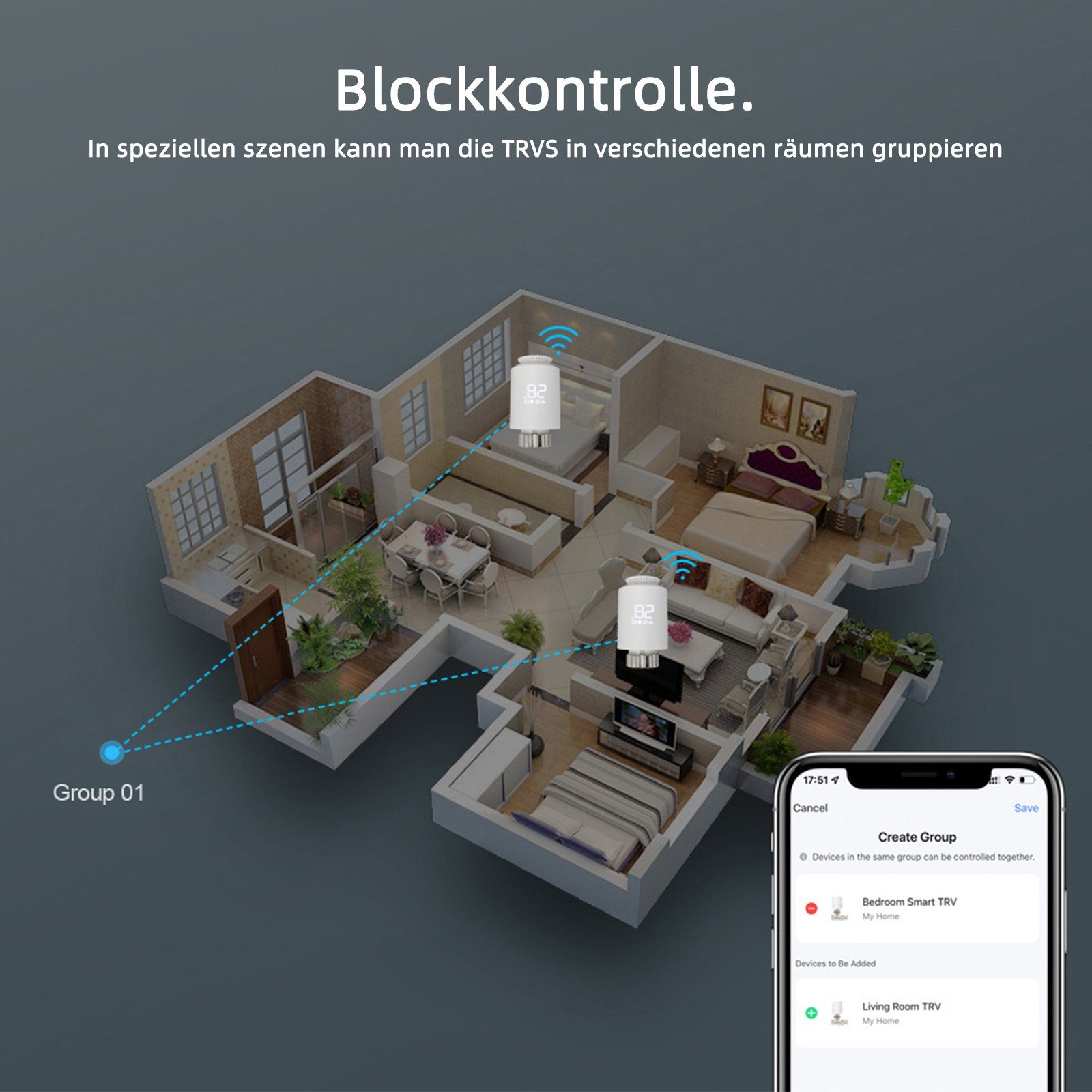 TWSOUL Heizkörperthermostat Mobile APP steuert intelligenten Thermostat, (1 St) Hochpräzise Einstellung, Mehrere Moduseinstellungen zum Energiesparen