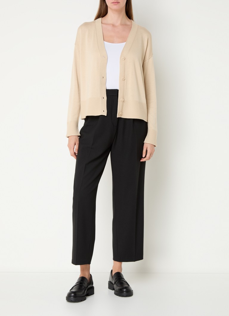Cardigan HUGO BOSS C-Fedas cu decolteu în V și logo din tricot fin