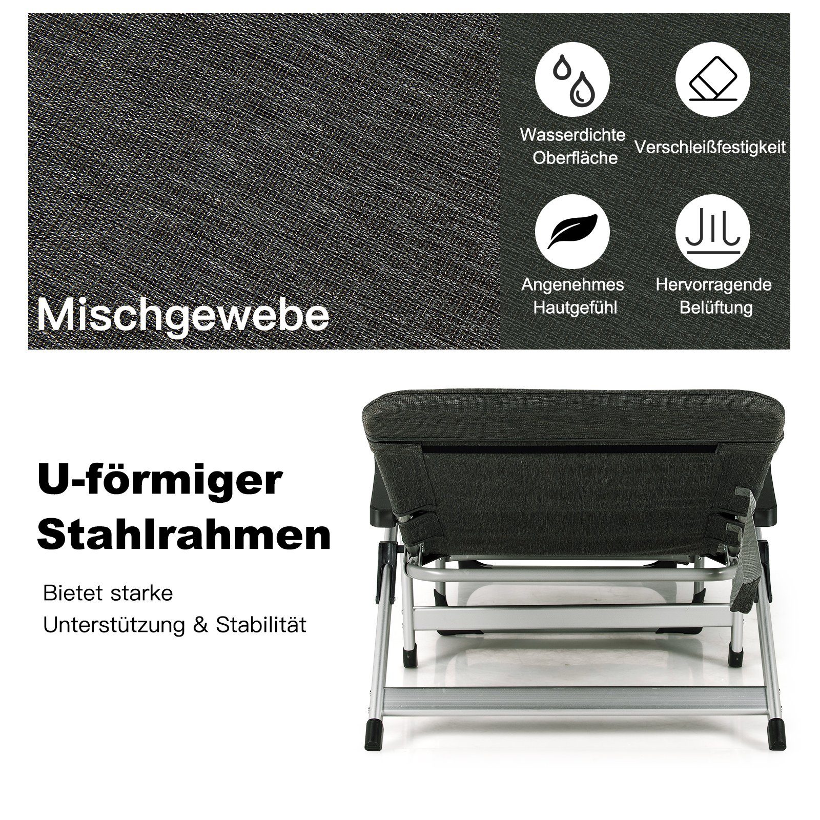 COSTWAY Gartenliege Sonnenliege, 7 einstellbaren Rücklehnpositionen, klappbar