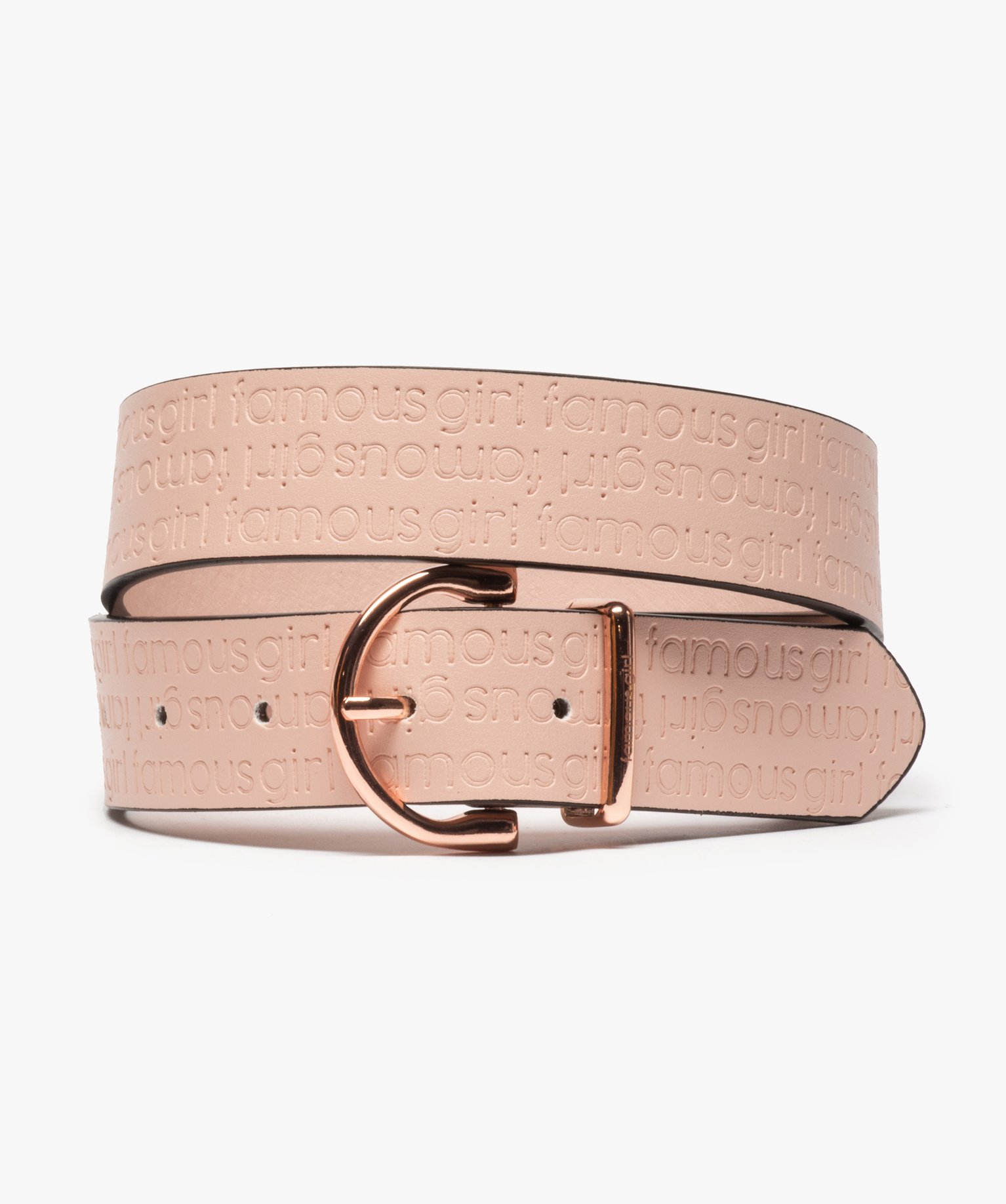 Ceinture fille gravée à boucle métallique rose | GEMO