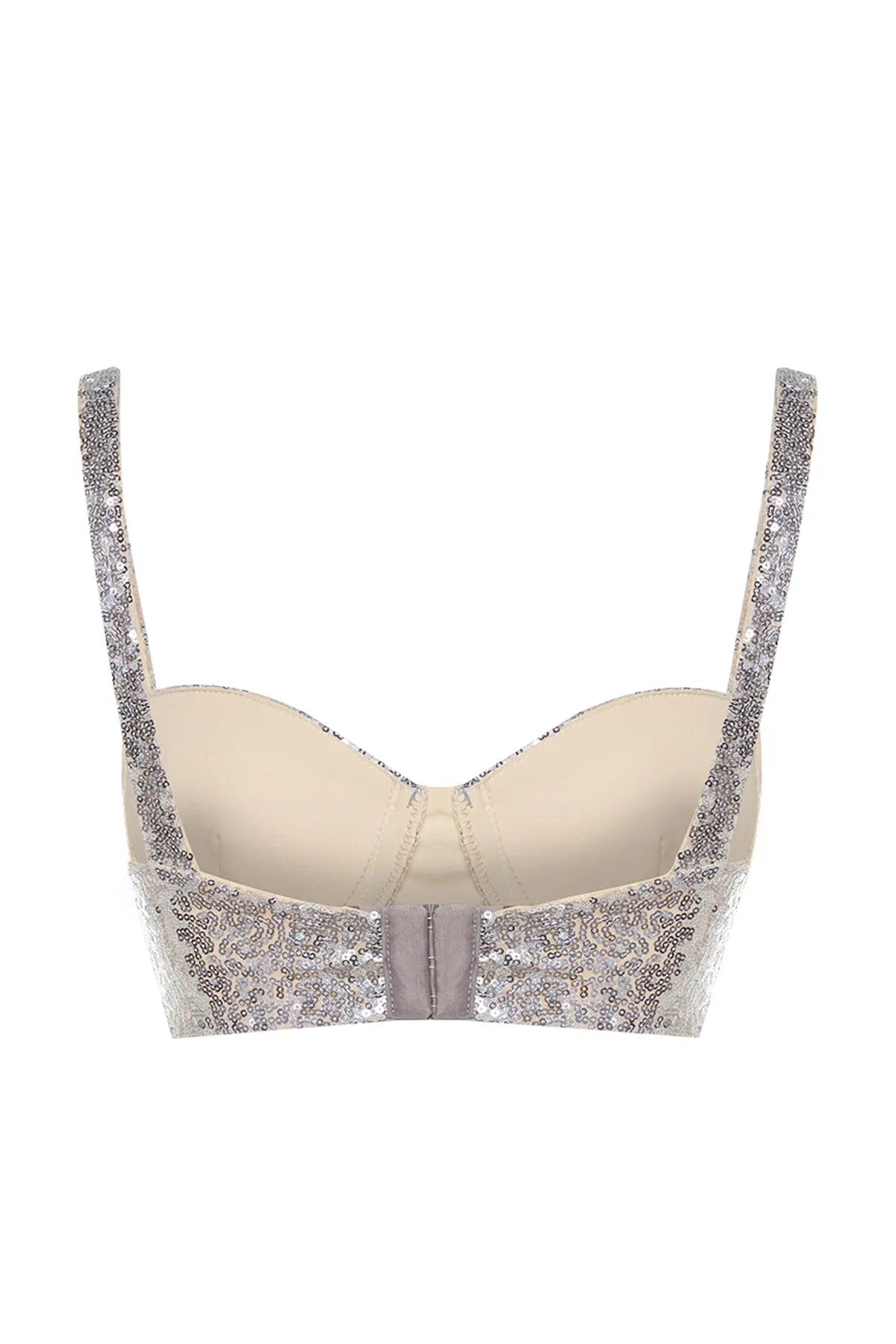 Trendyol Collection  Silbernes Crop-Bustier mit Pailletten TPRAW24BS00010