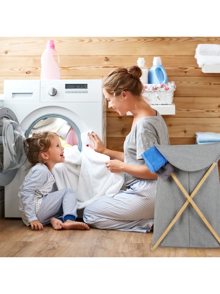 relaxdays Wäschekorb in Grau/Natur - 58 l günstig kaufen onesize