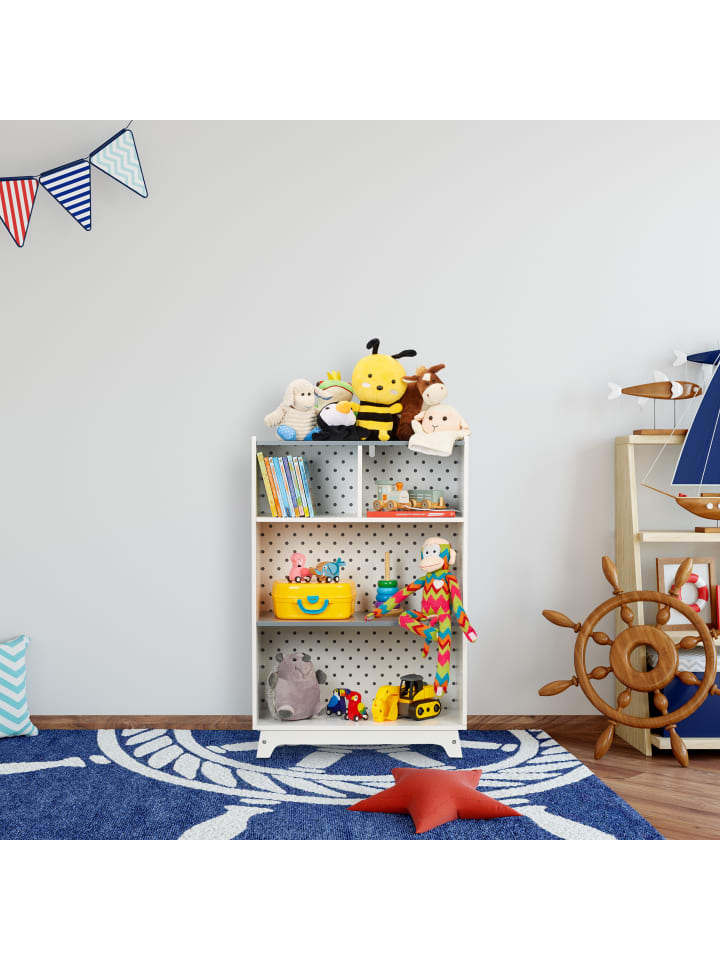 relaxdays Kinderregal in Weiß/ Grau - (B)60 x (H)90 x (T)30 cm günstig kaufen onesize