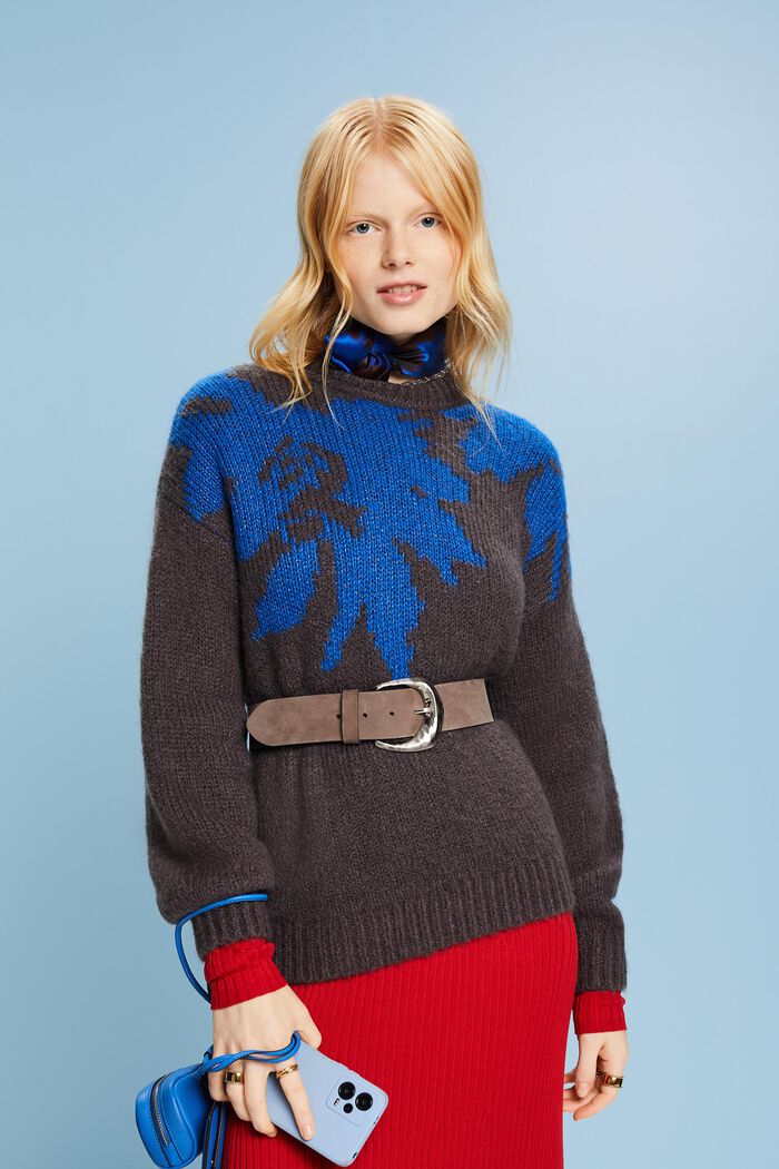 Strickpullover mit Jacquard-Motiv im Metallic-Look