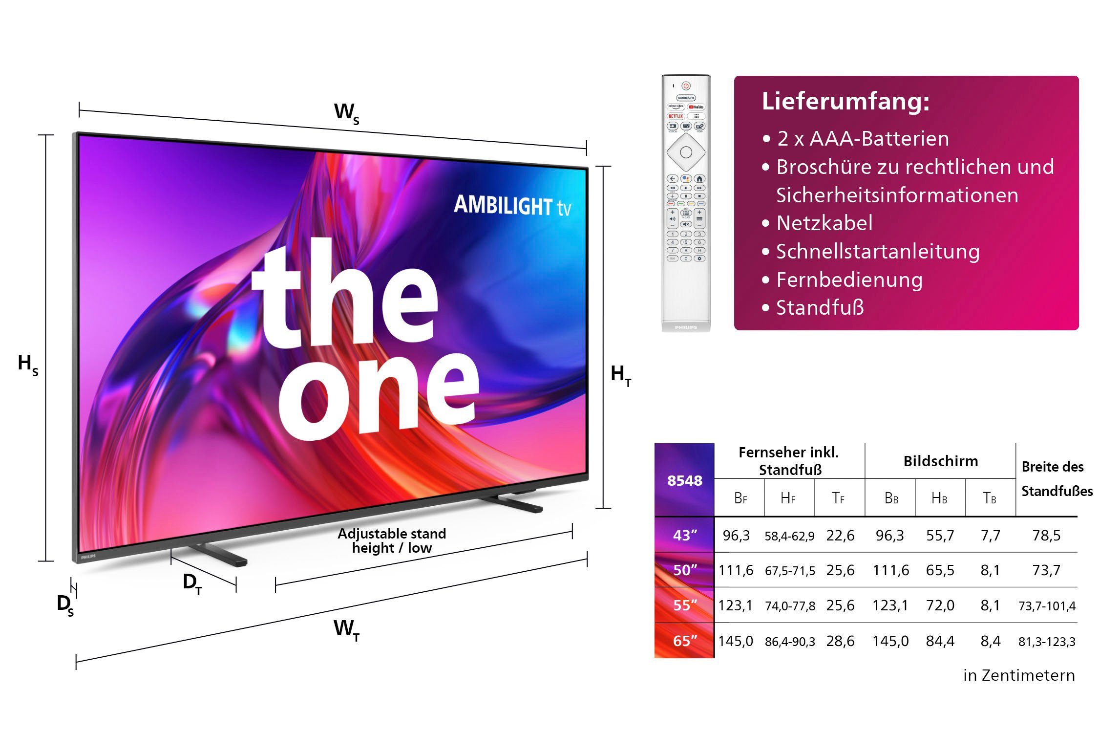 Philips 43PUS8548/12 LED-Fernseher (108 cm/43 Zoll, 4K Ultra HD, Android TV, Google TV, Smart-TV, 3-seitiges Ambilight)