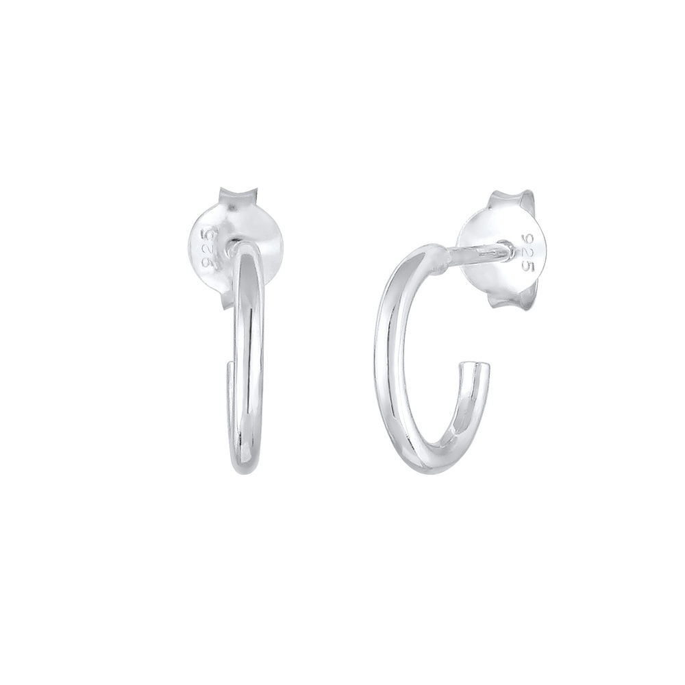 Elli Elli Boucles d'Oreilles Créoles Minimale Femme - (925/1000) Argent Boucles d'oreilles