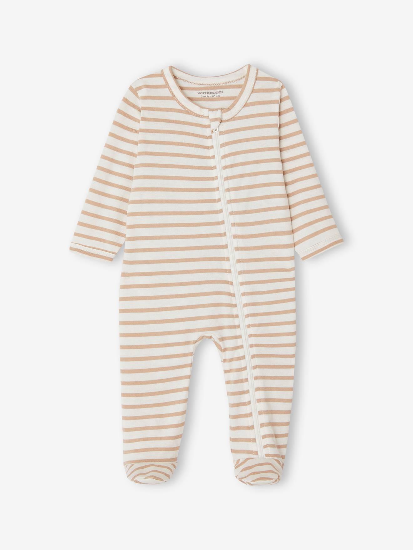 Vertbaudet 3er-Pack Baby Strampler mit Reißverschluss BASICS - blau chambray