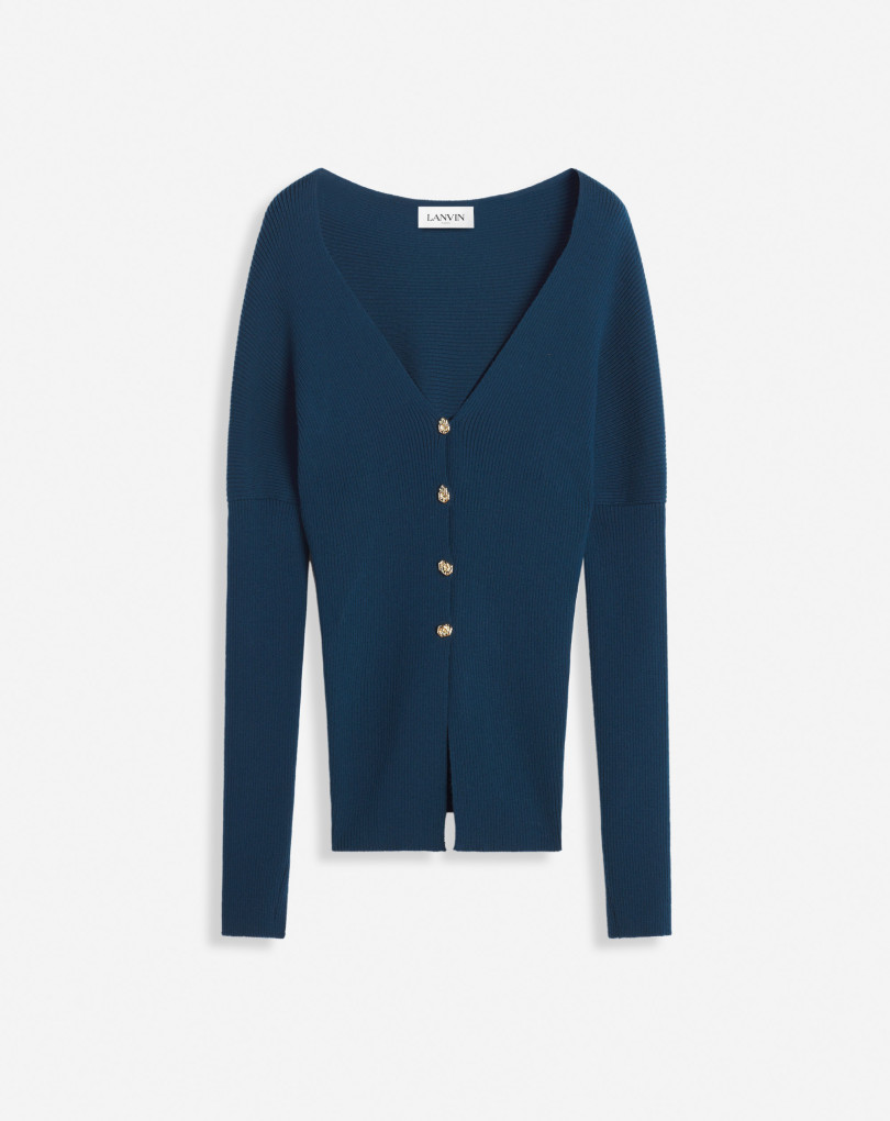 CARDIGAN CEINTRÉ CÔTELÉ ÉPAULES NUES