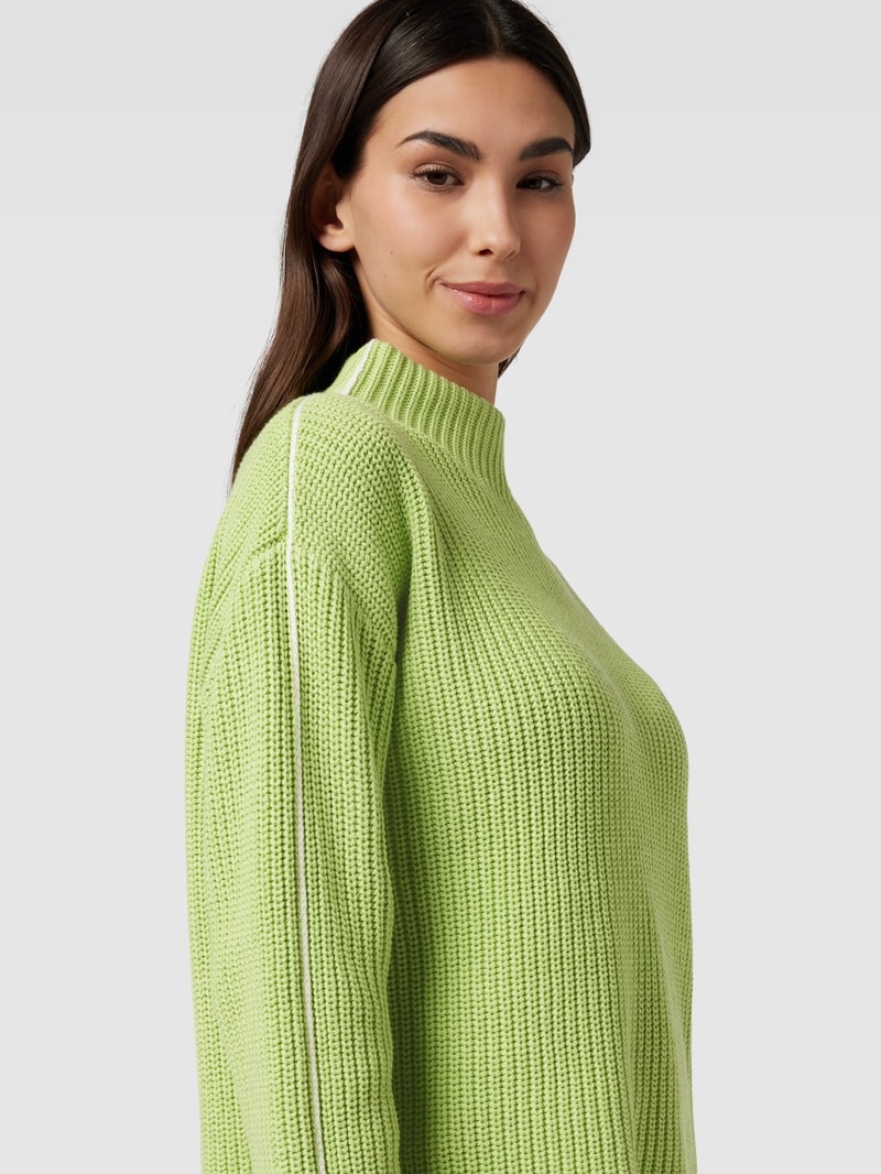 Strickpullover mit Stehkragen Modell 'Puntsi' in hellgrün