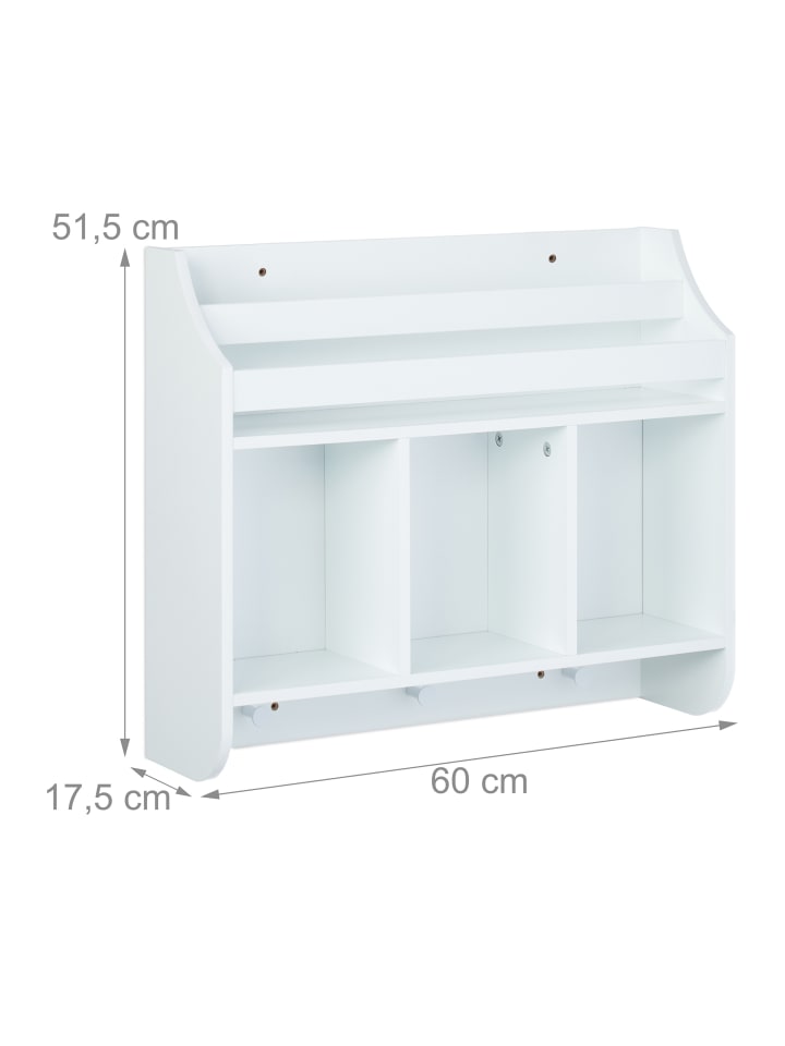 relaxdays Kinderregal in Weiß - (B)60 x (H)51,5 x (T)17,5 cm günstig kaufen onesize
