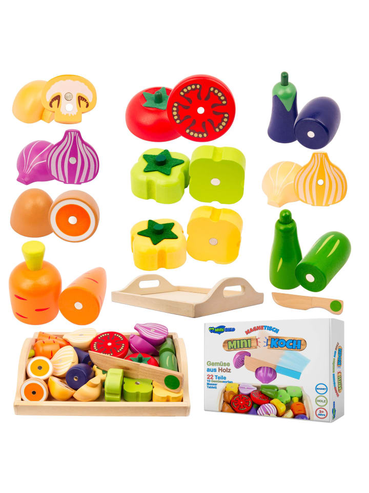 miniHeld Kinderküche Zubehör Spielküche Gemüse Schneiden Holz Kaufladen Set 3 Jahre günstig kaufen onesize