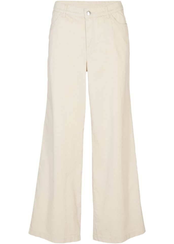 Leichte Twillhose mit weitem Bein und High-Waist-Bequembund