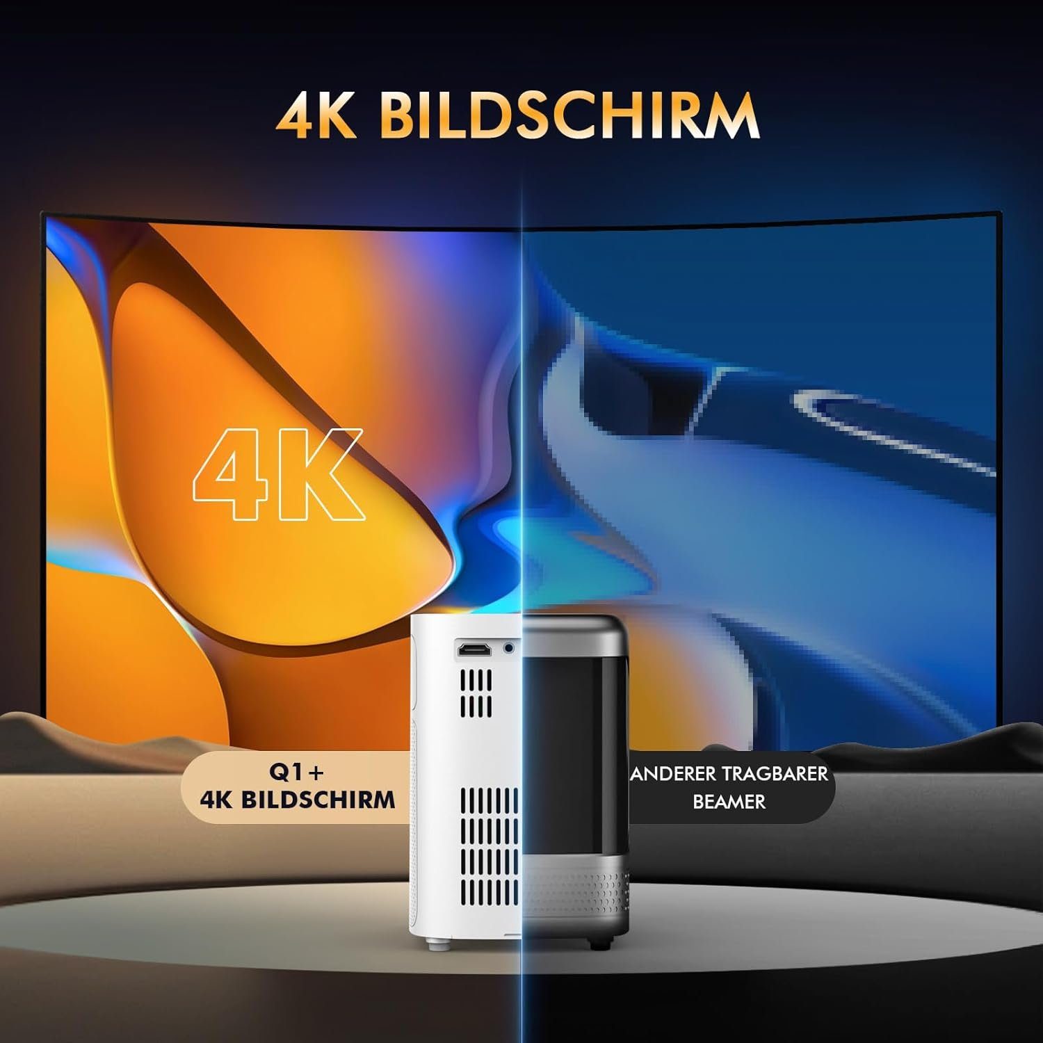 VenirCool Beamer (3840x2160 px, 17000 Lux Dual Hi-Fi Lautsprecher 1.9Lbs Leichter 5G WiFi Movie Beamer)