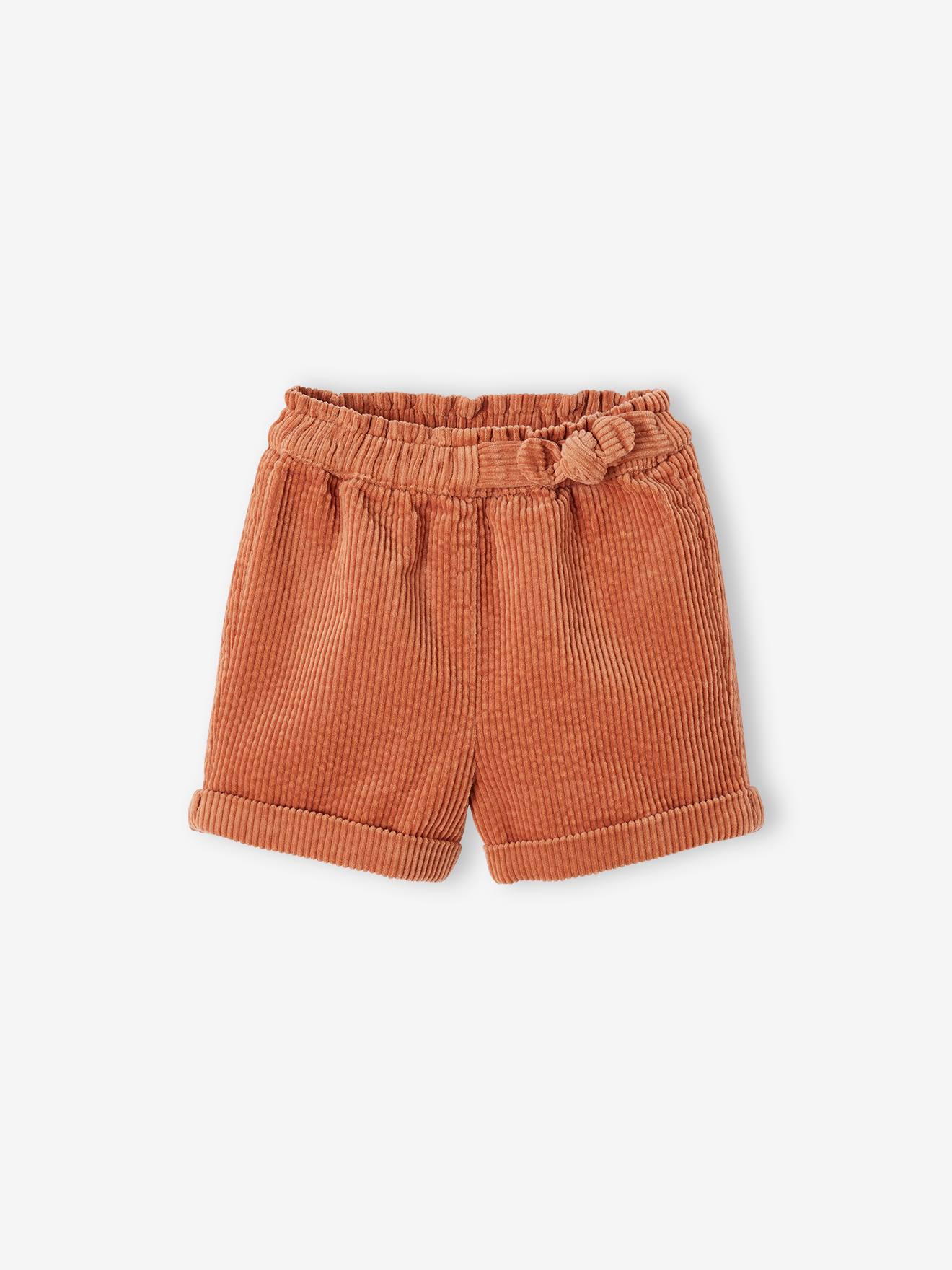 Short bébé en velours côtelé rouille