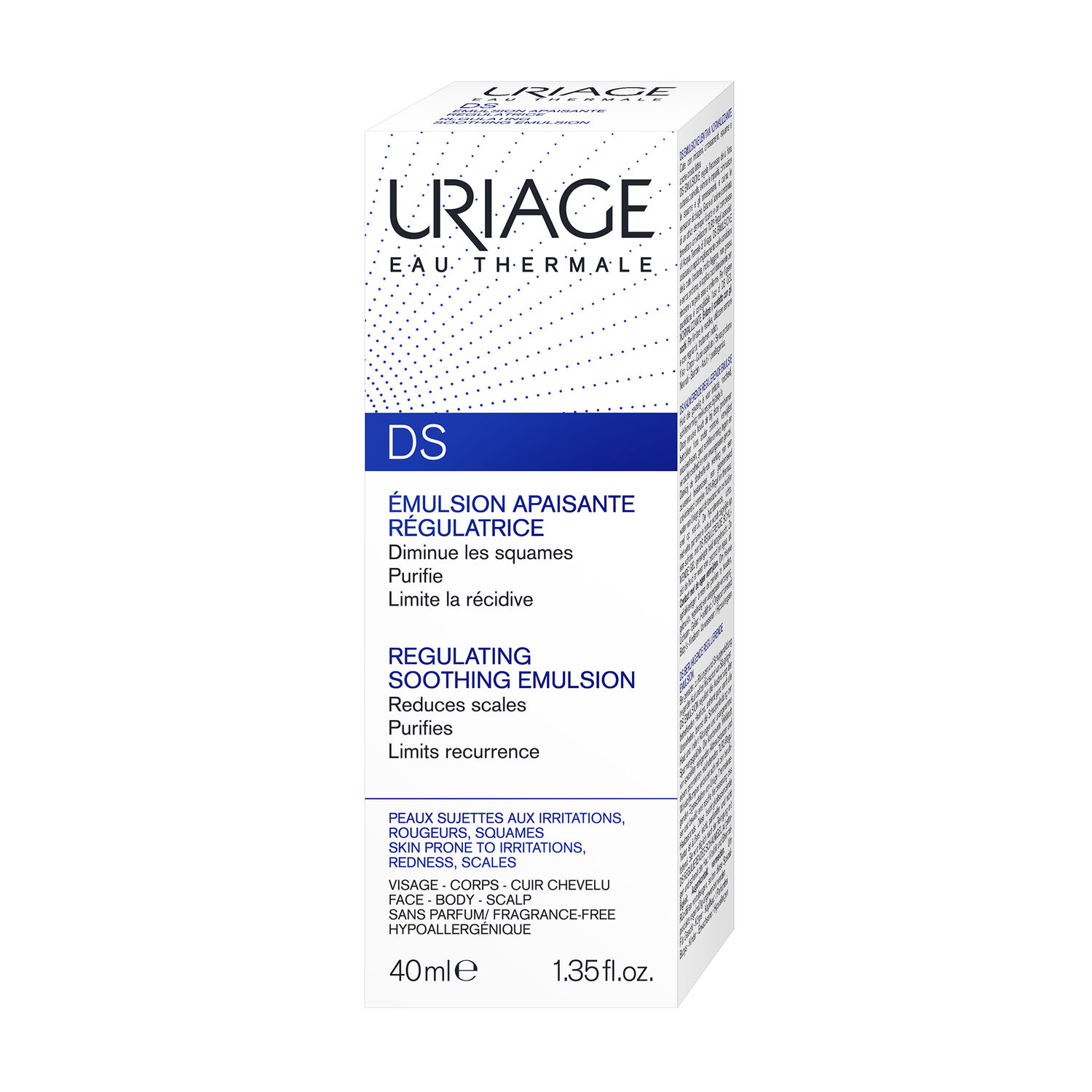 Uriage DS - Émulsion Apaisante Régulatrice Diminue Les Squames & Purifie 40 ml