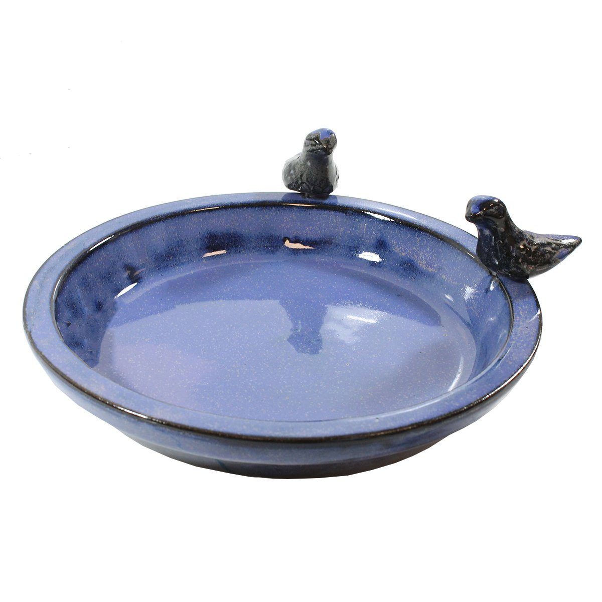 colourliving Vogeltränke Vogeltränke für den Garten 30cm blau Keramik Vogeltränke rund Vogelbad, handbemalt, glasiert, leicht zu Reinigen
