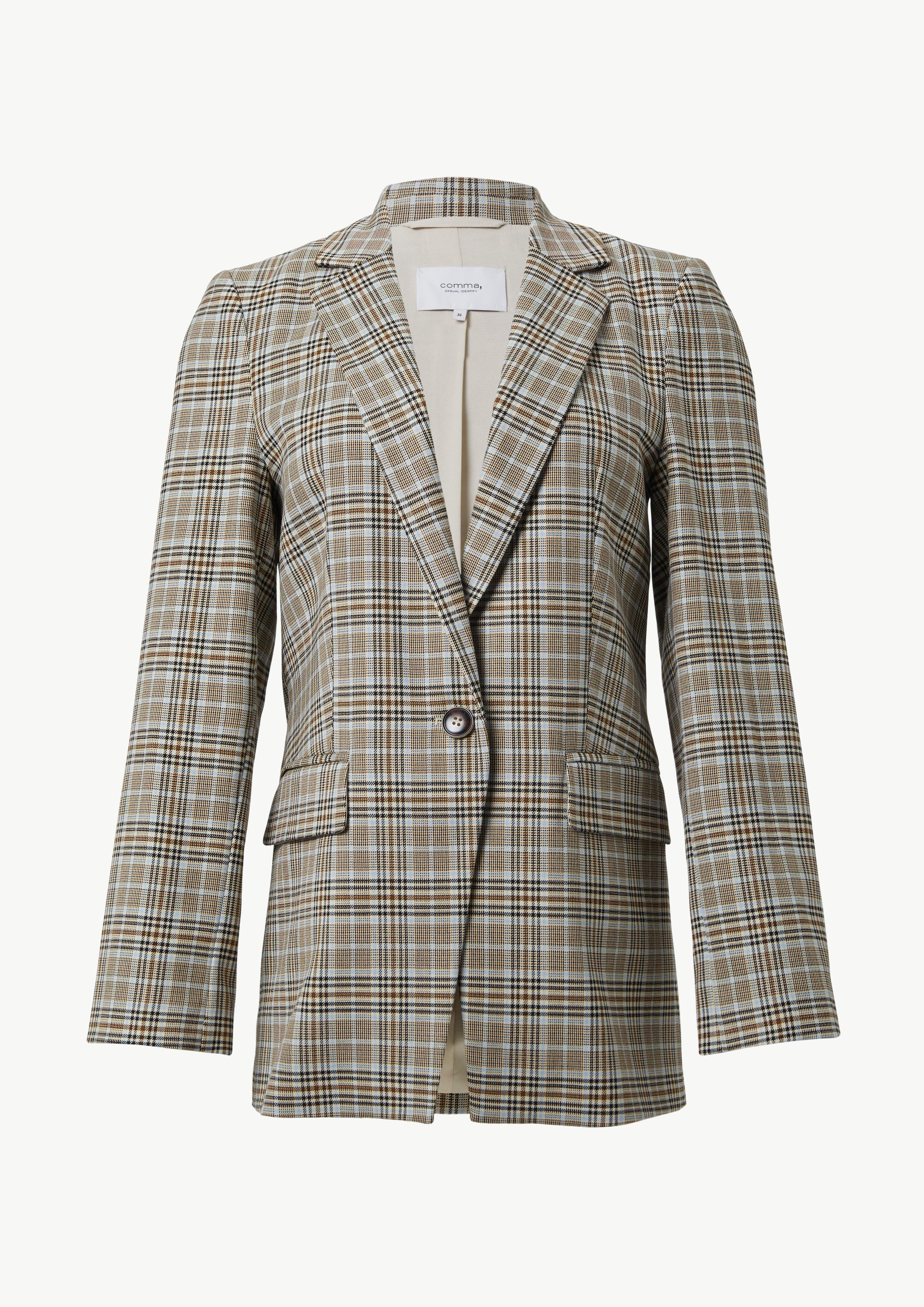 Antaillierter Karo-Blazer - helles beige